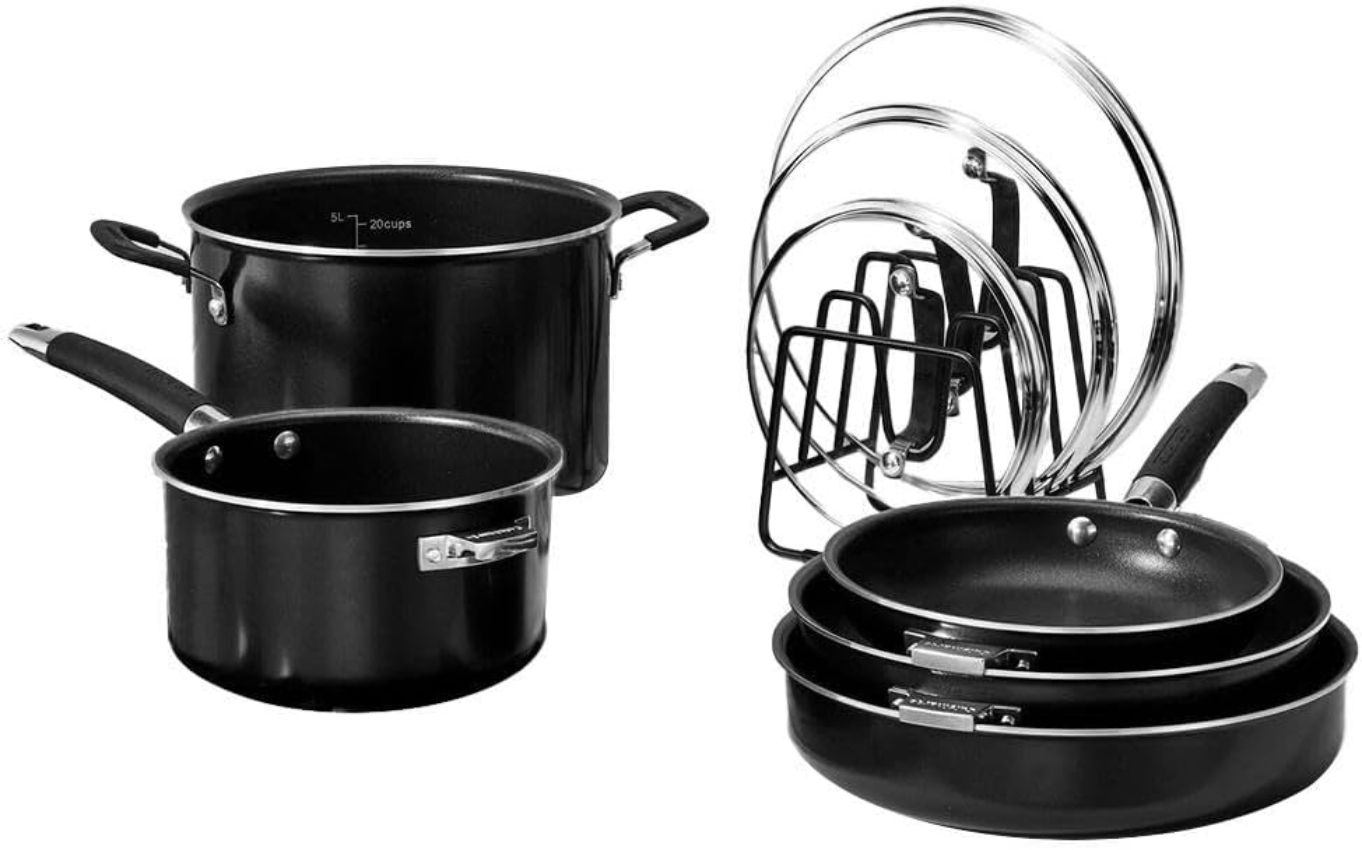 Cuisinart N51-9BK SmartNest Nonstick Aluminum Cookware Set 9-Piece